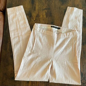 zara basic pink paisley print zipper dress pants